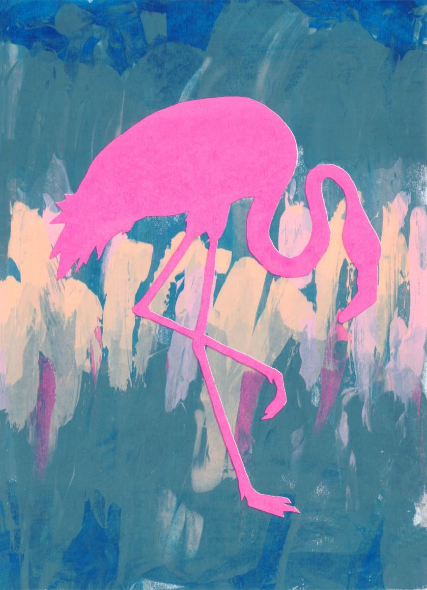 Standing Pink Flamingo by Rebecca de boehmler