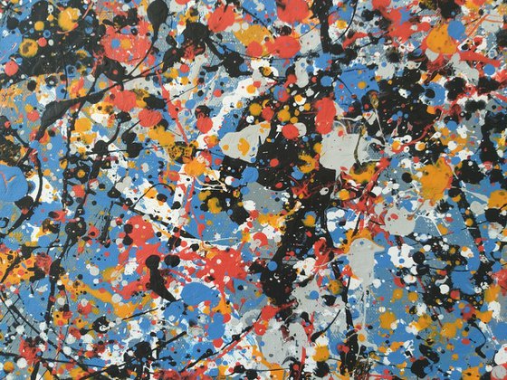 Abstract J. Pollock style acrylic on canvas by M.Y.