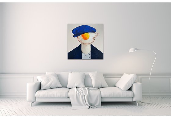 Egg boy in blue hat