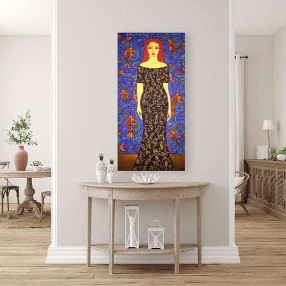 Woman with Golden Koi
