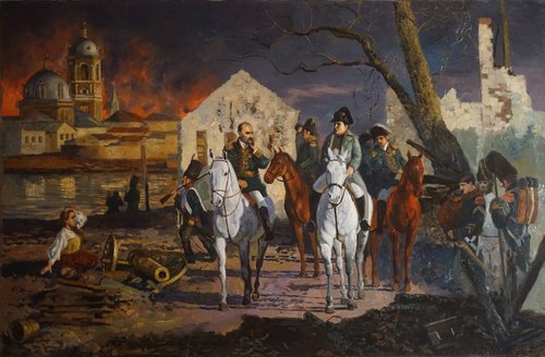 Napoleon Bonaparte was in burning Moscow. 1812 by Simon Kozhin