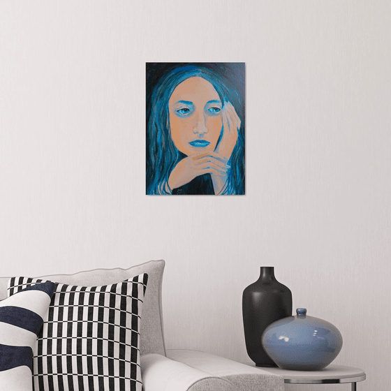 Woman portrait in blue
