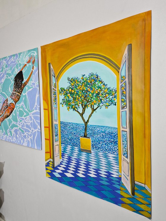 Seascape with lemon tree