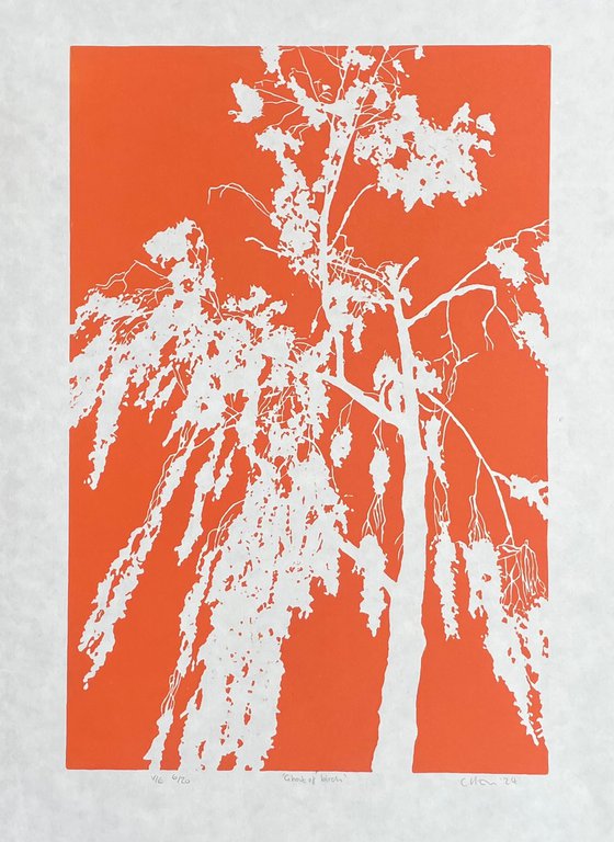 Birch Tree Linocut Print