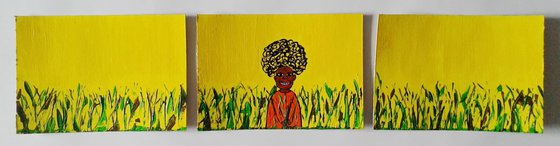 Triptych "African in the grass"