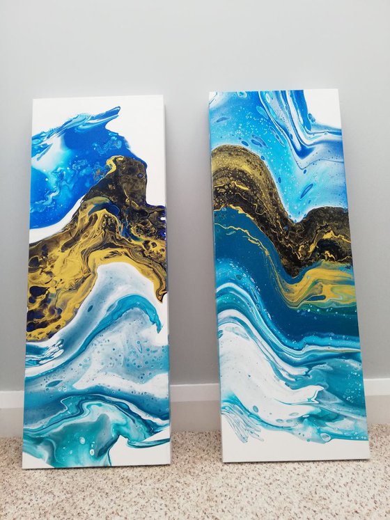Flow, SET OF 2 PAINTINGS, READY TO HANG
