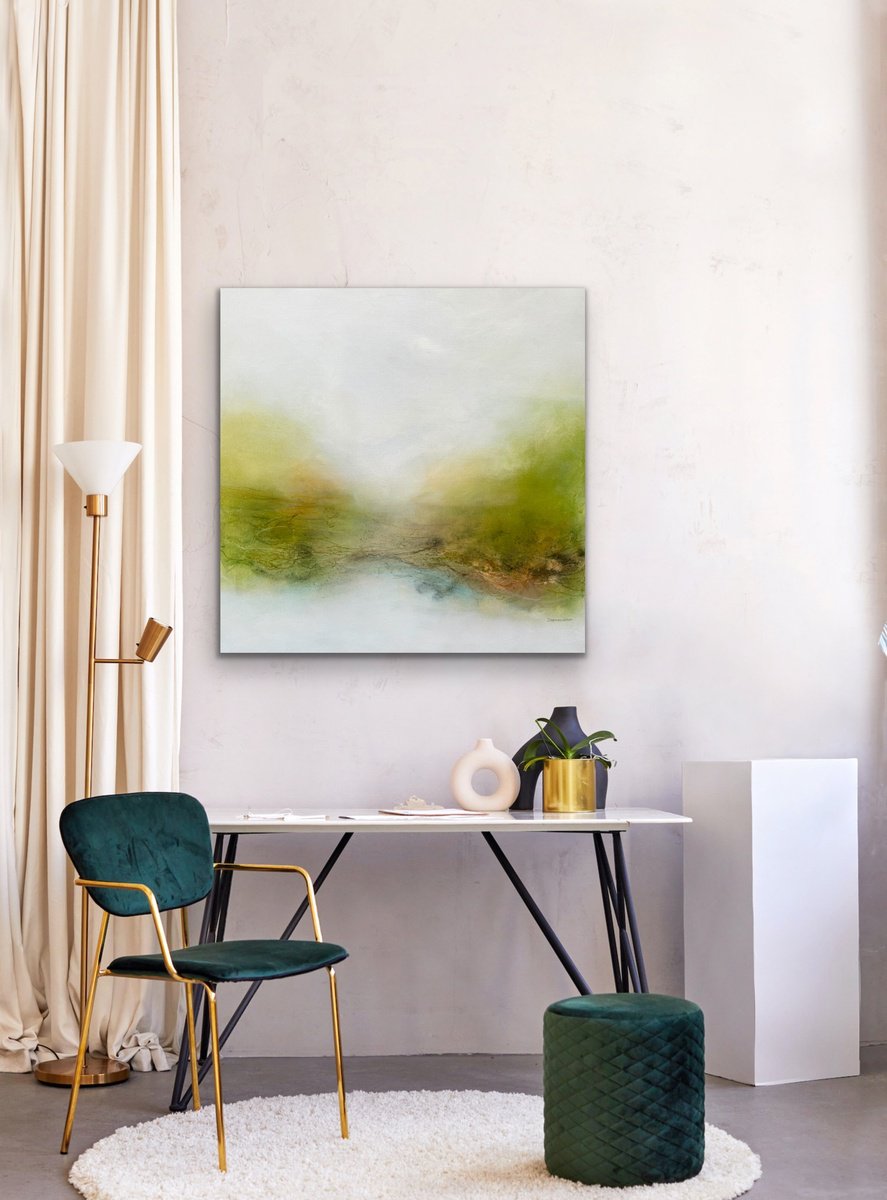 Abstract Landscape Acrylic Painting By Kirsten Schankweiler, 31 X 31", In The Heart Of Nature No. 4, Original Artwork