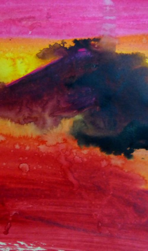 sunset. mountain, 30x41 cm, watercolor on paper by Nastasia Chertkova