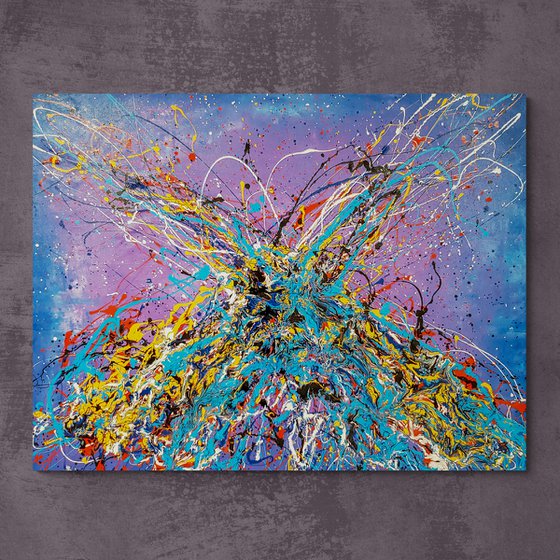 Unaly N-16 (H)123x(W)158 cm. Colorful Splash Abstract Painting