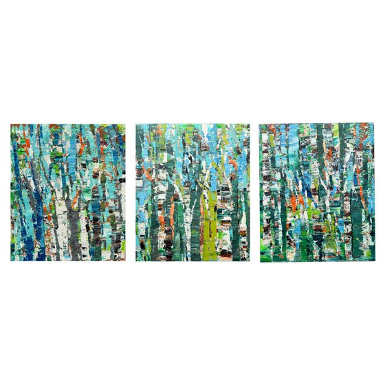 Whisper of the birch grove. Triptych