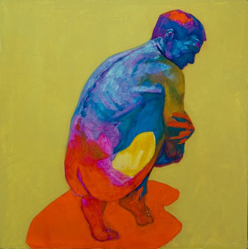 modern pop art portrait of a nude man by Olivier Payeur
