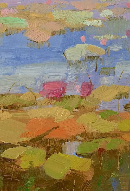 Waterlilies Pond, Original oil Painting, Impressionism, Handmade artwork, One of a Kind by Vahe Yeremyan