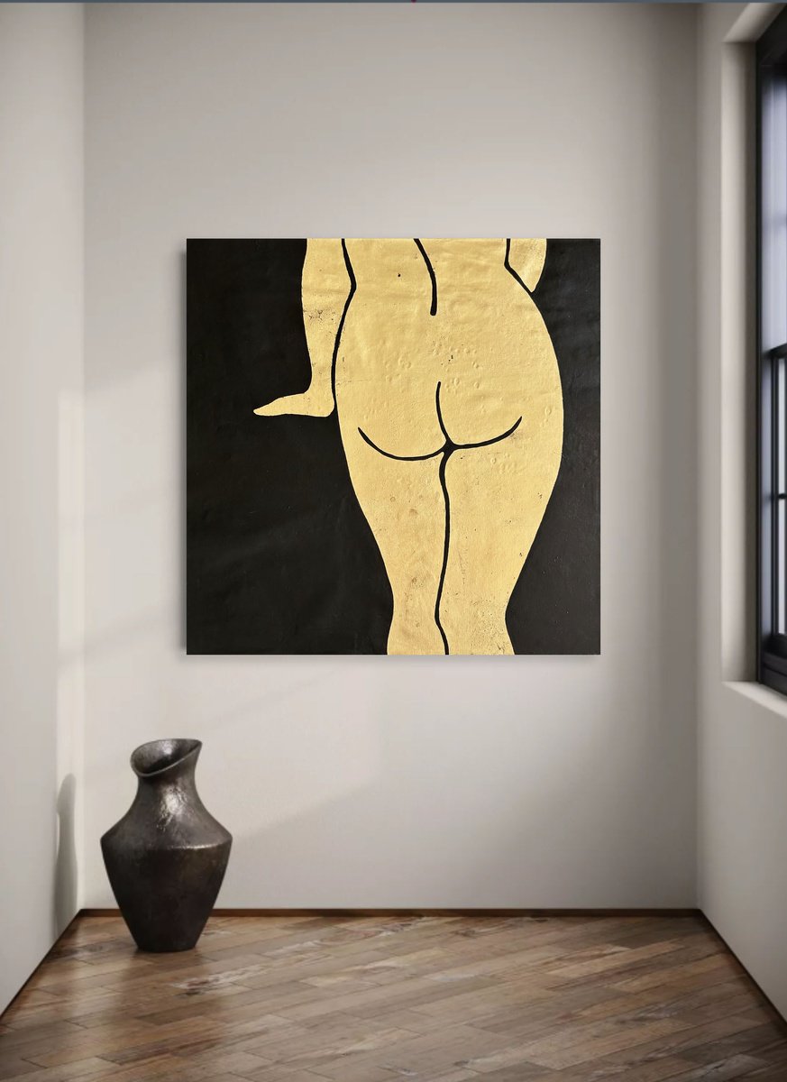 Urban And Pop Portrait Acrylic Painting By Alexandra Dobreikin, 36 X 36, At The Mirror, Original Artwork