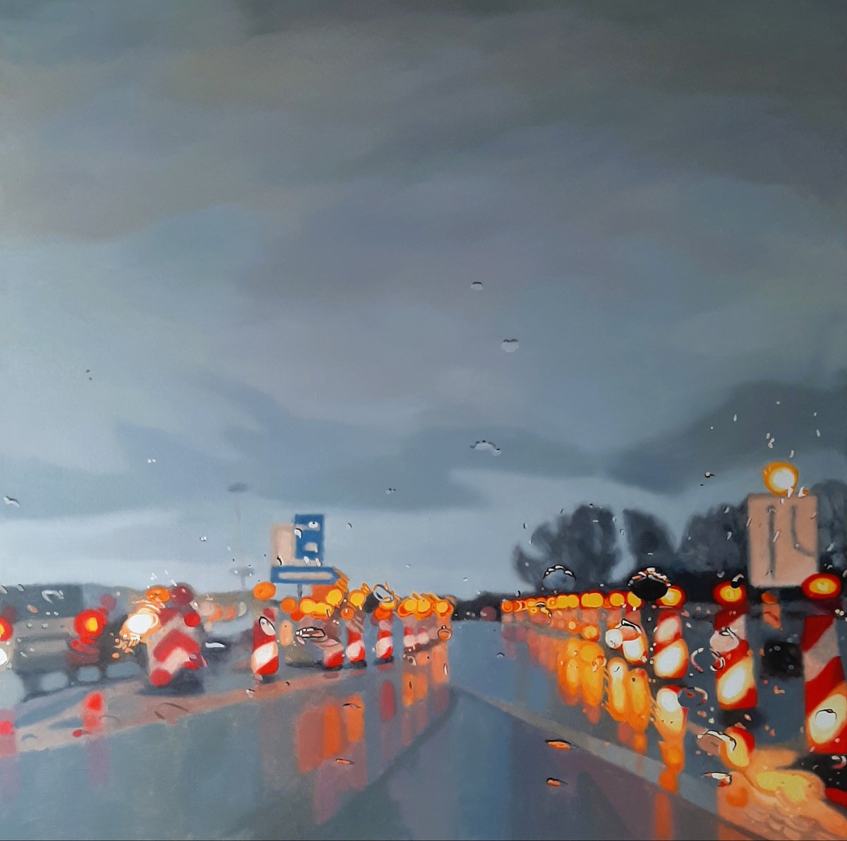 Photorealistic Oil Painting , Rainy Day 5 By Ulla Kutter, 39 X 39, Artwork For Sale On Artfinder