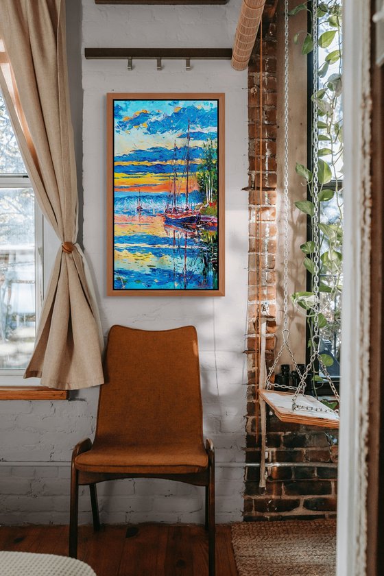 Harbor in Blue and Fire