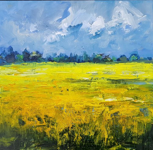 Yellow polder fields by Wim van de Wege