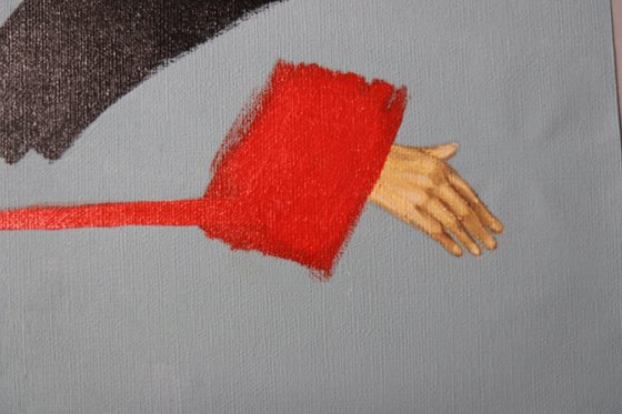FIND ME - OIL PAINTING, UNUSUAL GIFT, RED LINE PAINTING