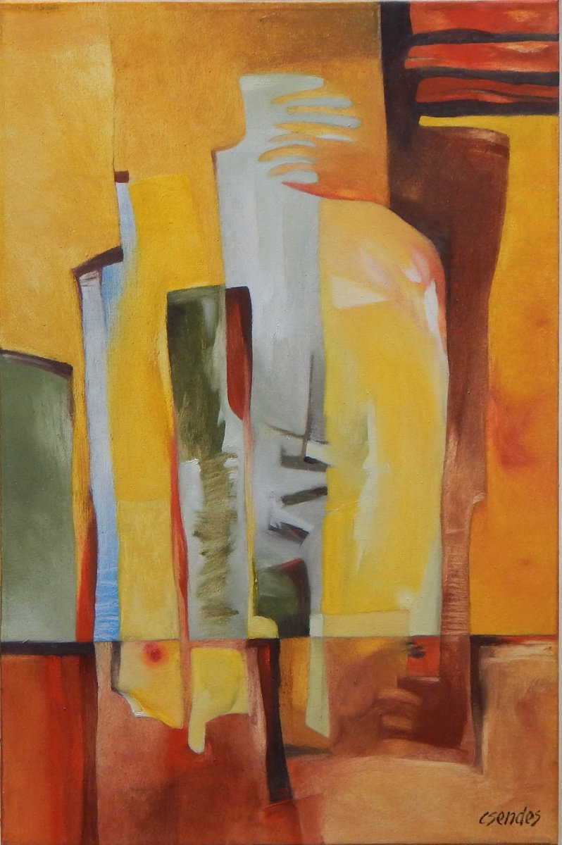 Abstract Oil Painting By Csaba Csendes, 16 X 24, Fresh Wind, Original Artwork