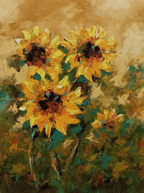 Sunflowers in the field. Sunflowers art