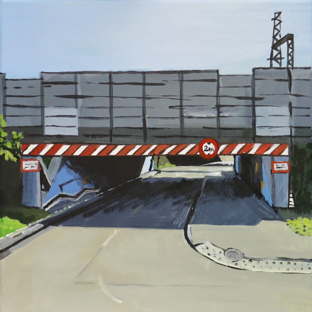 Photorealistic Cityscapes Acrylic Painting By Zoltan Till, 12 X 12", Gateway, Original Artwork