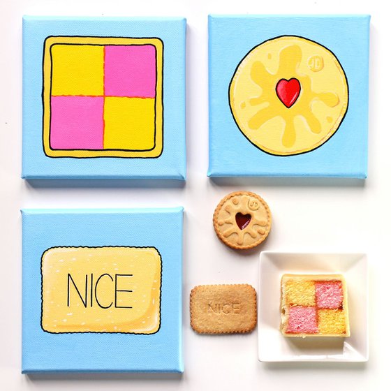 Nice Biscuit Pop Art Painting on Miniature Canvas