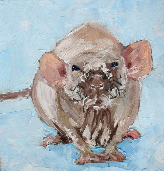 Rat framed / FROM THE ANIMAL PORTRAITS SERIES / ORIGINAL OIL PAINTING