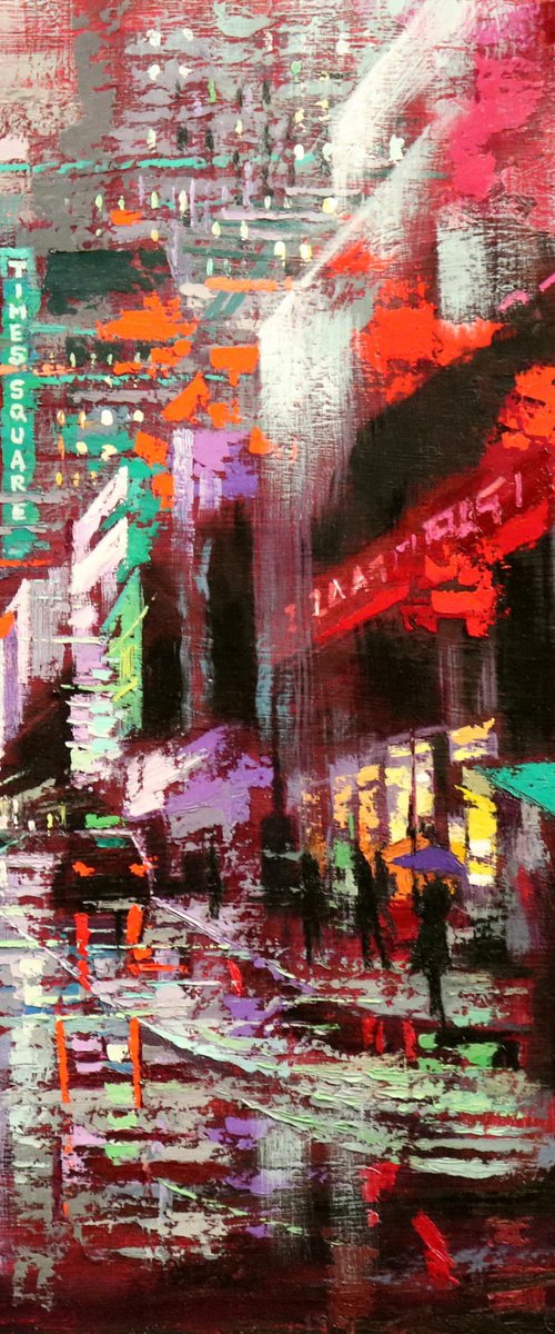 Crimson Evening in Time-Square by Chin H Shin