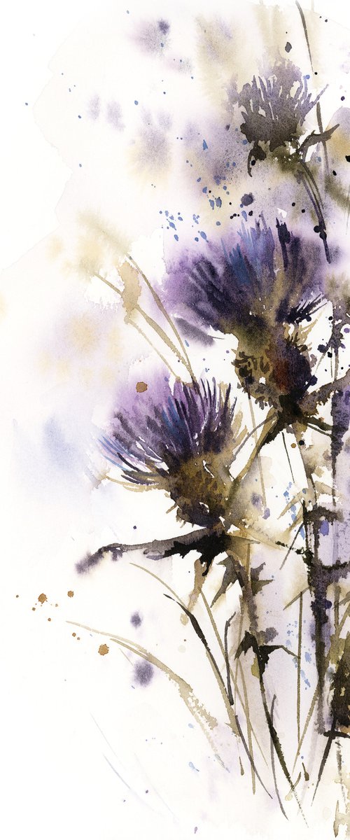 Purple Thistle Flowers by Sophie Rodionov