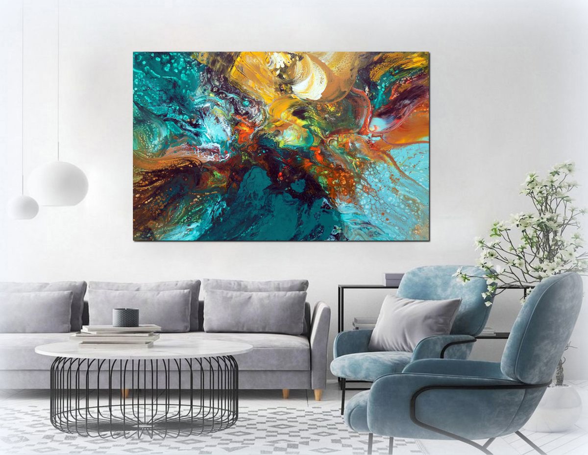 Abstract Acrylic Painting By Areti Ampi, 47 X 31, New Start, Original Artwork