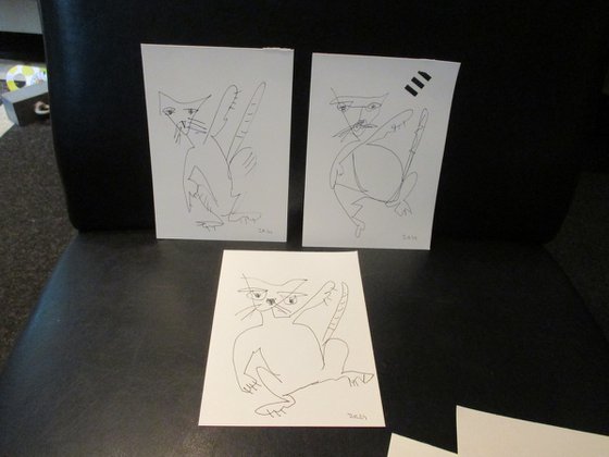 3 crazy cats 8,2 x 5,9