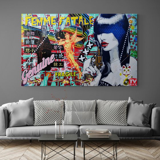 The Attraction 160cm x 100cm Geisha Assassin Textured Urban Pop Art