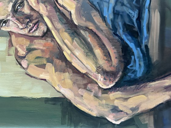 Young man lying down