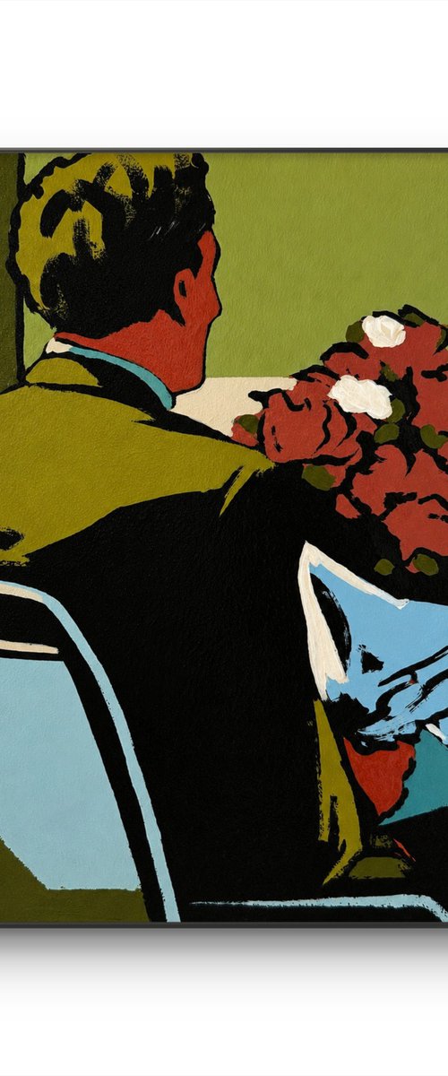 Man in Bus Small Original Painting by Daria Baklykova