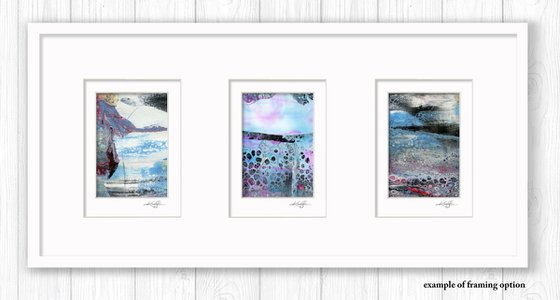 Abstract Dreams Collection 1 - 3 Small Matted paintings by Kathy Morton Stanion
