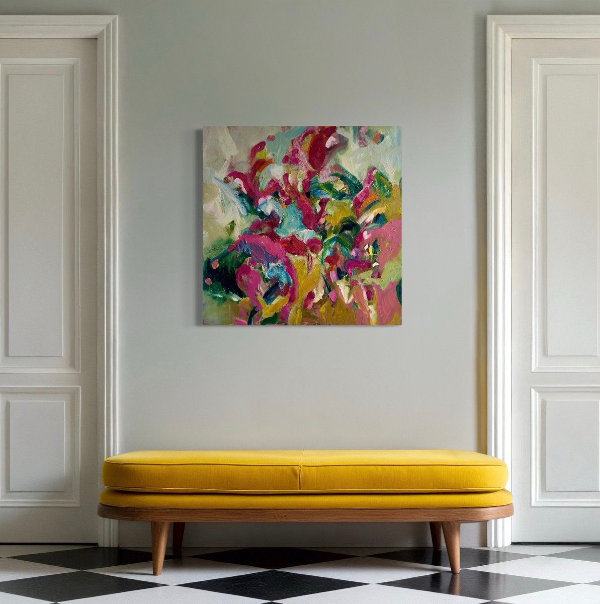 Organic Abstract Oil Painting By Clara Wilkinson, 35 X 35, Rough With The Smooth, Original Artwork