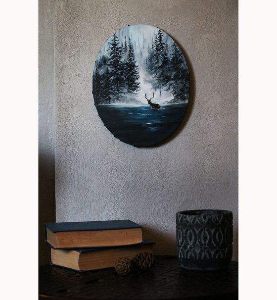 Silent Stillness oval canvas artwork