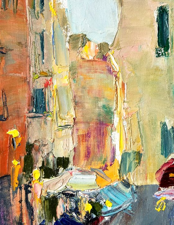 Streets of the Rome. Temple. Roman Holiday series. Original plein air oil painting .