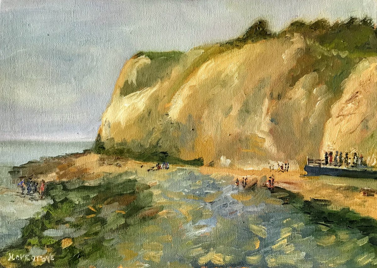On the beach at Dumpton Gap - an oil painting by Julian Lovegrove Art