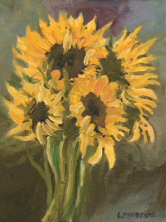 Beautiful Sunflowers, original oil painting