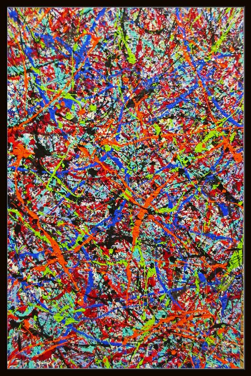 VIVID OVER ALL, Pollock inspired, framed by Tomaž Gorjanc - Tomo