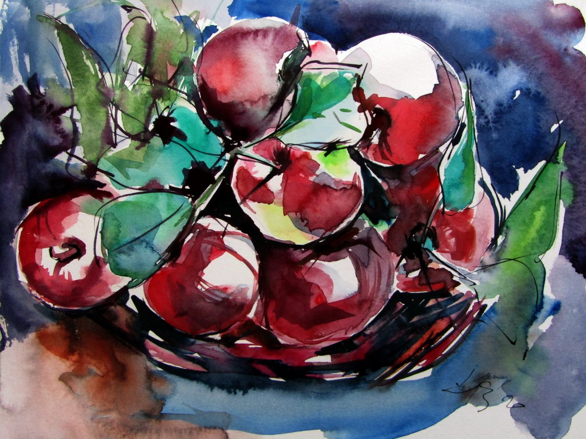 Apples on the table /20 x 25 cm/ by Kovcs Anna Brigitta