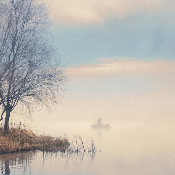On a foggy morning.