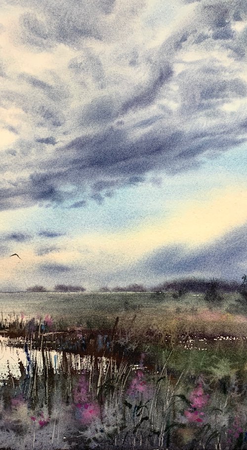 Clouds over the river #3 by Eugenia Gorbacheva