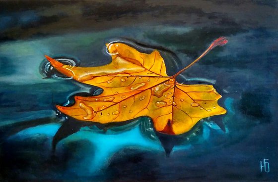 Autumn leaf, 60x40 cm, ready to hang.