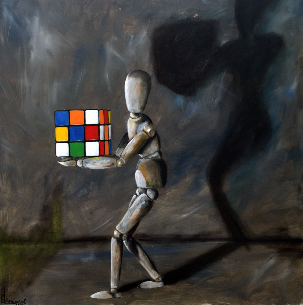 Impressionistic Still Life Oil Painting By Antonio Maggio Carluccio, 39 X 39, Cube 1X1, Original Artwork