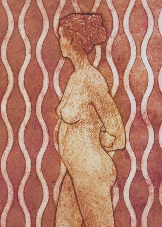 Standing female nude varied edition print of 6