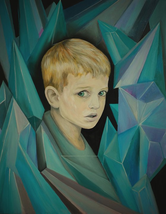 A boy with crystals