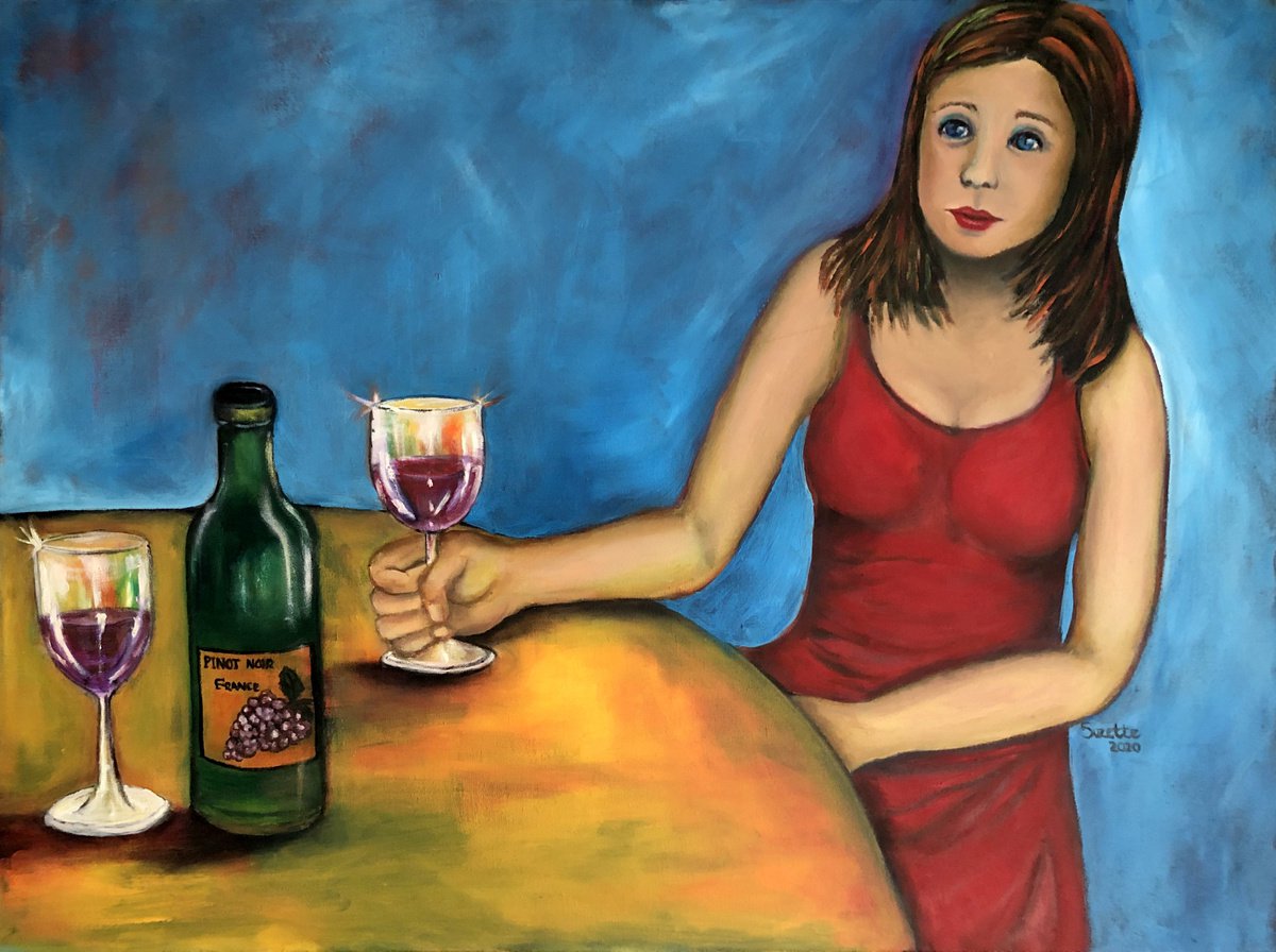 Impressionistic Portrait Oil Painting By Suzette Datema, 39 X 30", I Think I Like Him, Original Artwork