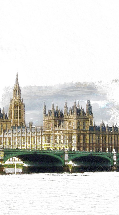 Trocitos de cielo, puente de Westminster 2/XL large original artwork by Javier Diaz