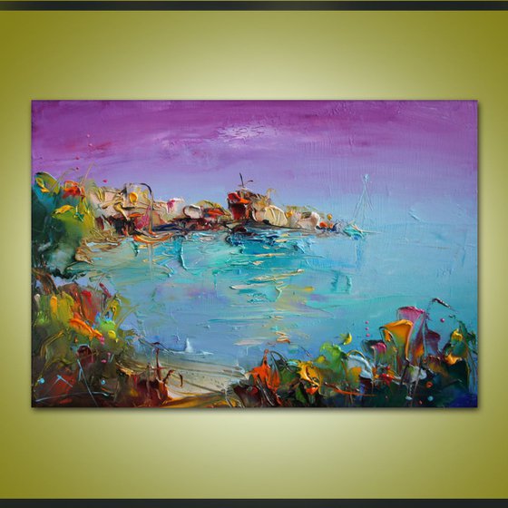 The purple bay, oil painting seascape